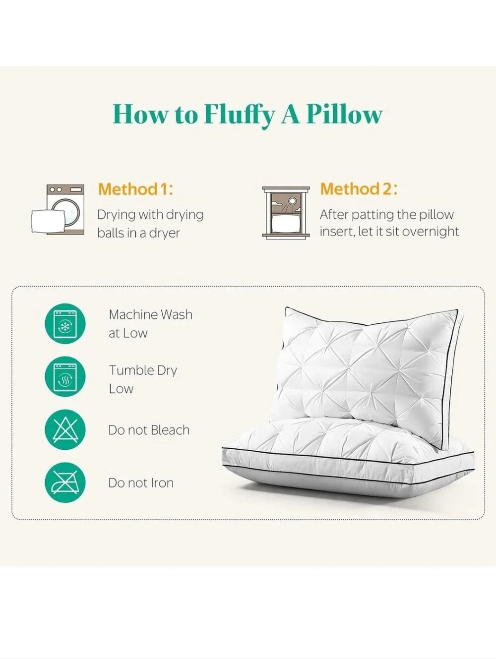 NIB Set of 2! Pinch-Pleat Down Hybrid Pillows KING  Size